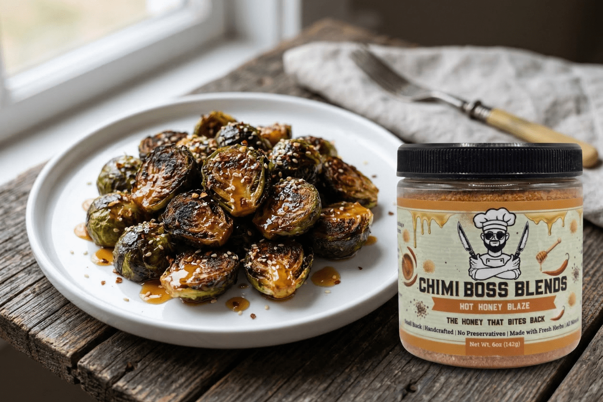 Hot Honey Brussels Sprouts (Crispy, Sweet, Spicy & Absolutely Addictive) - Chimi Boss Blends