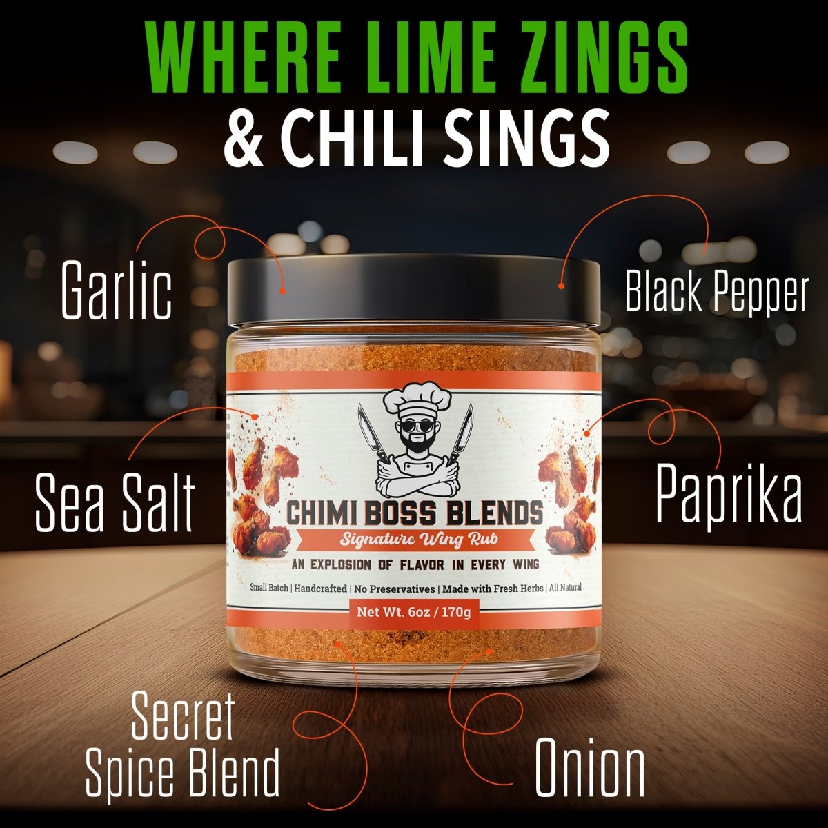 Signature Wing Rub Seasoning 6oz - Chimi Boss Blends