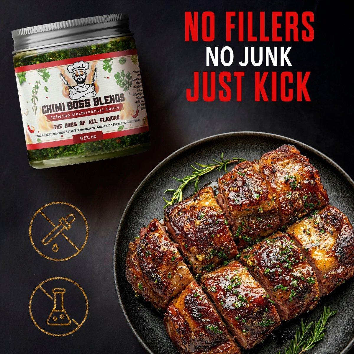 Infierno Chimichurri Sauce 9 oz - Chimi Boss Blends