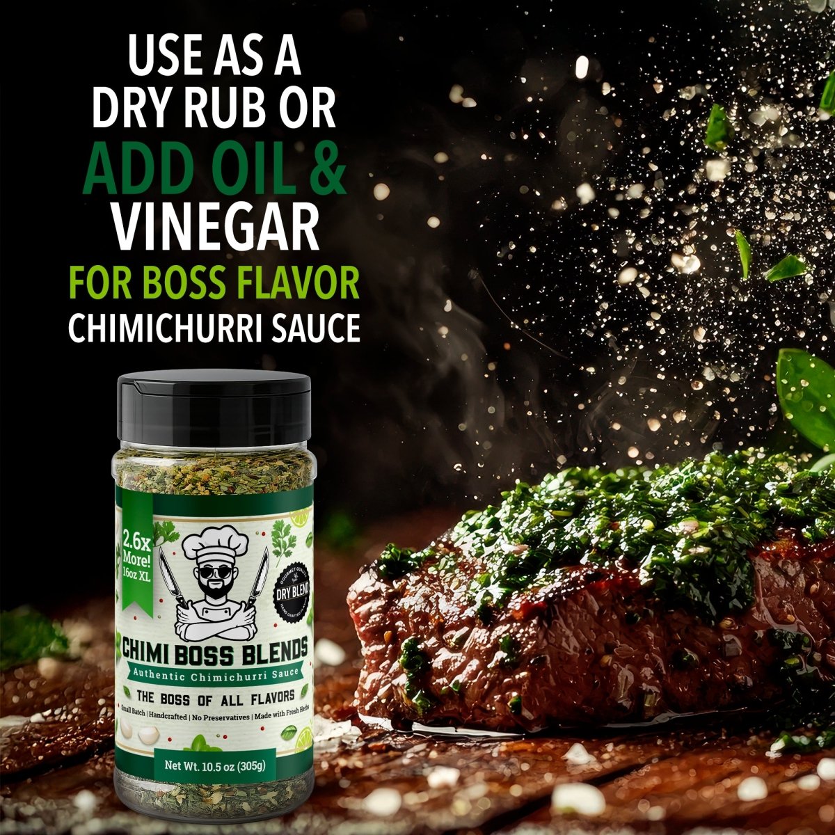 Original Chimichurri Dry Blend – Herb Rub 10.5 oz - Chimi Boss Blends