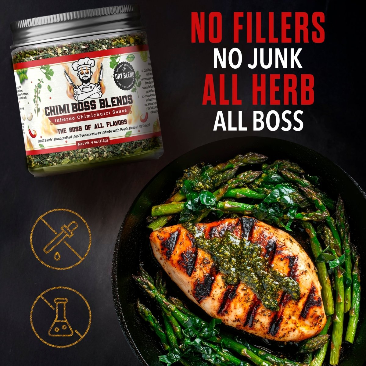 Infierno Chimichurri Dry Blend 4oz - Chimi Boss Blends