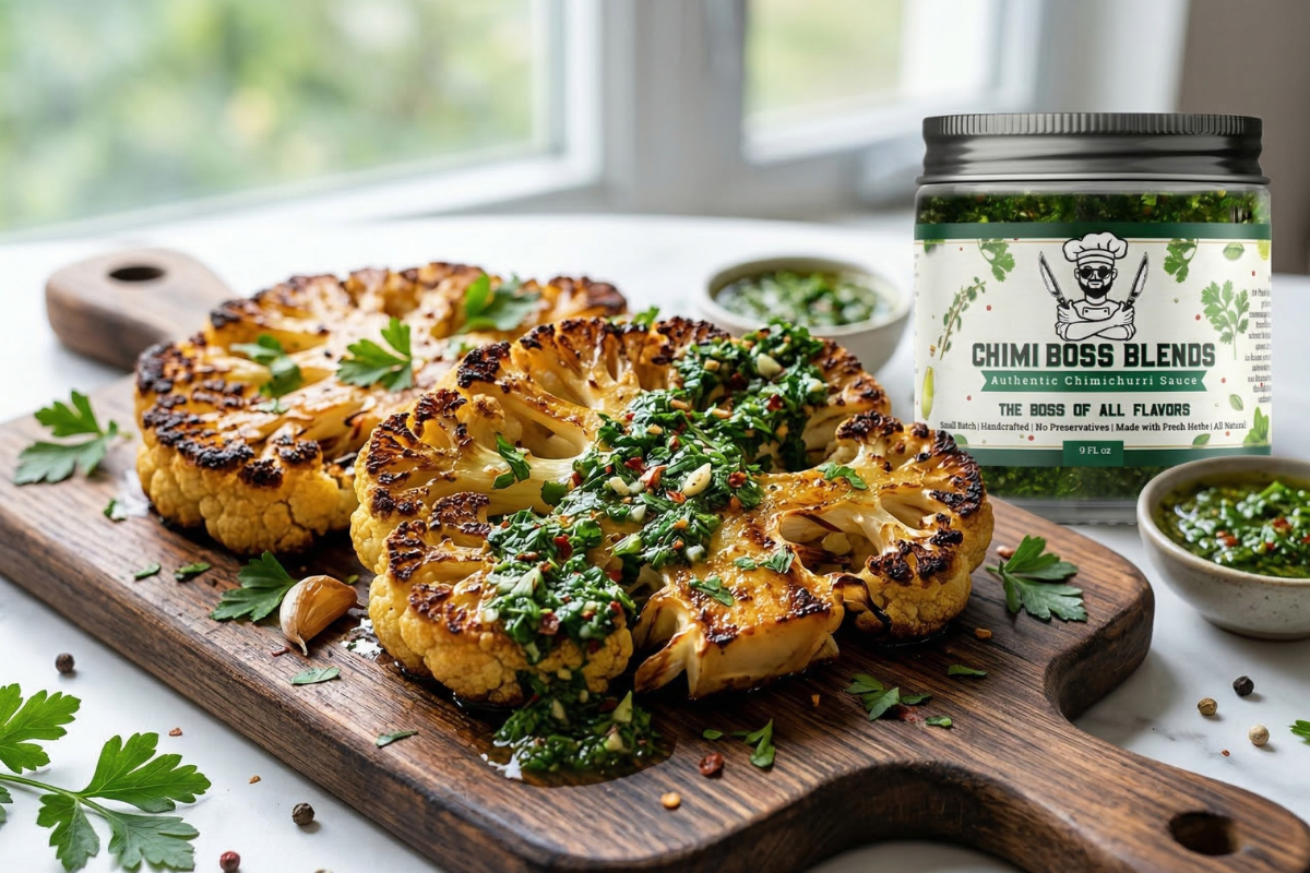 Chimichurri Cauliflower Steaks Recipe (Crispy, Bold & Ready in 35 Minutes) - Chimi Boss Blends 