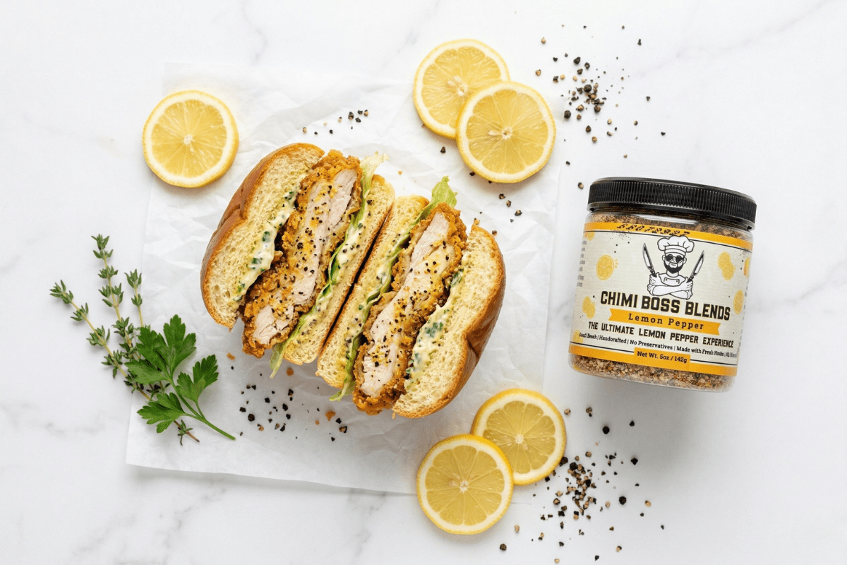 Lemon Pepper Chicken Sandwich (Crispy, Bold & Ready in 25 Minutes) - Chimi Boss Blends