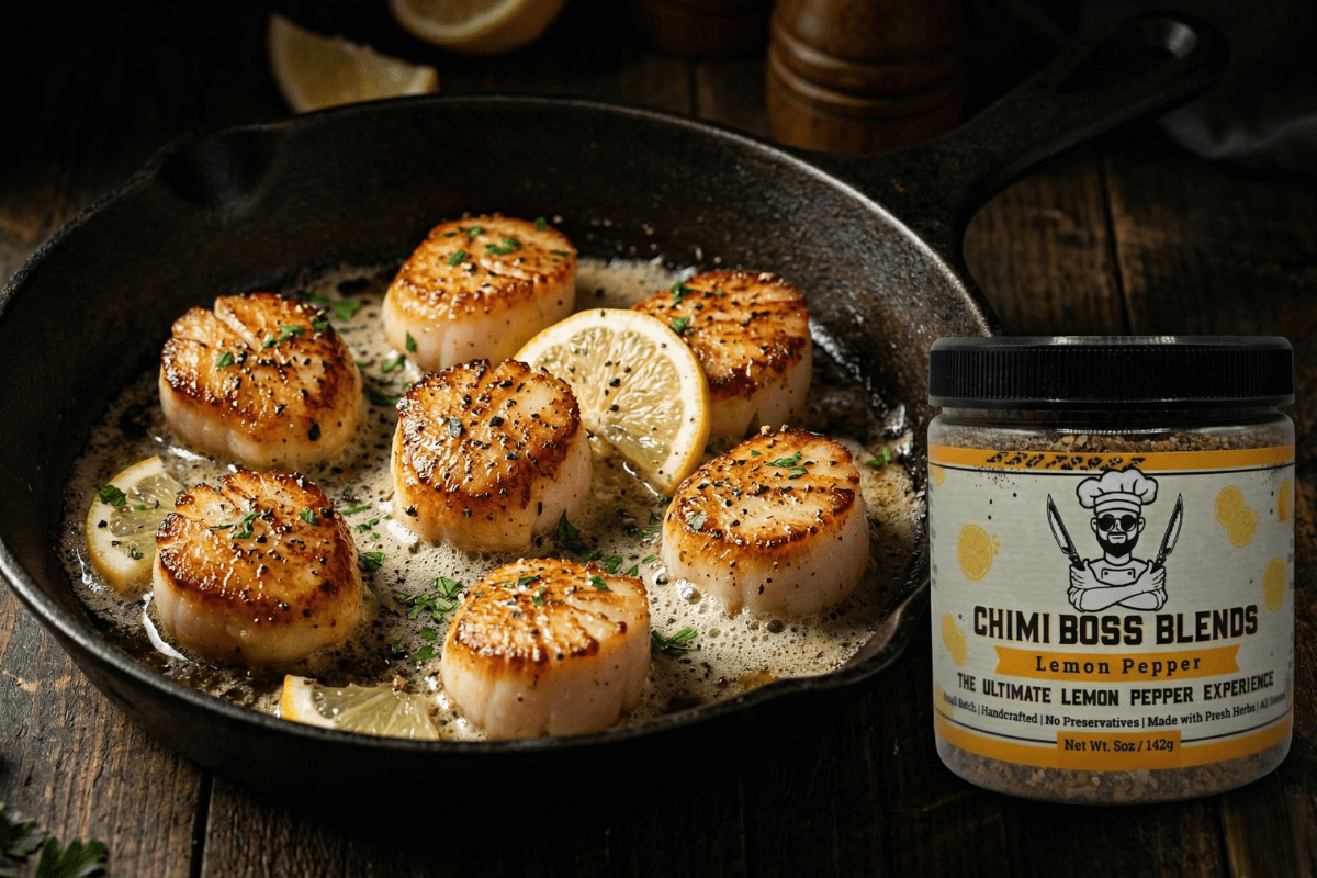 Lemon Pepper Grilled Scallops (Golden, Bold & Ready in 10 Minutes) - Chimi Boss Blends
