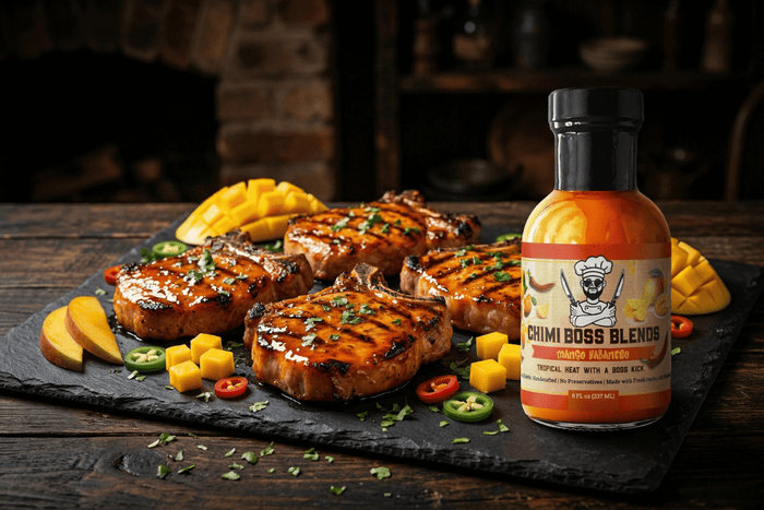 Mango Habanero Grilled Pork Chops Recipe | Chimi Boss Blends