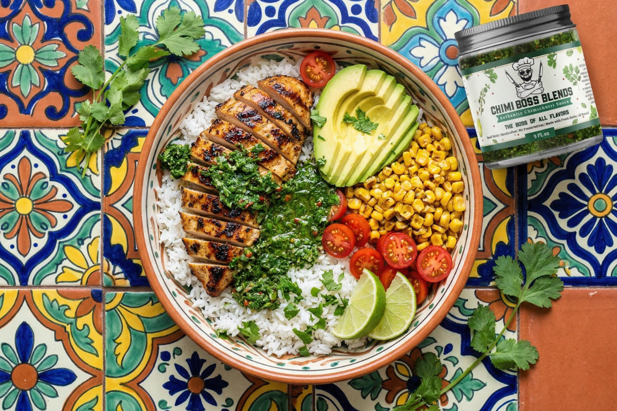 Chimichurri Rice Bowl (Grilled Chicken, Avocado & Roasted Corn) - Chimi Boss Blends 