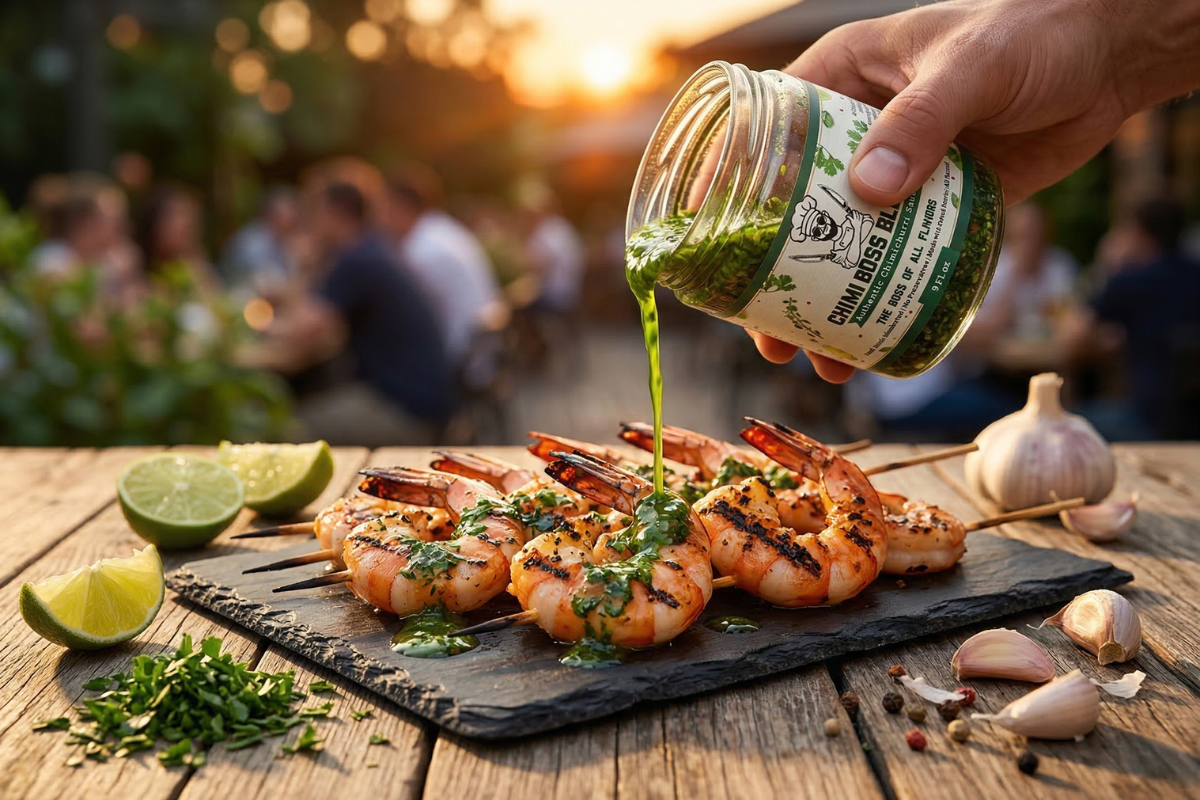 Chimichurri Shrimp Skewers (Grill, Skillet, or Air Fryer) - Chimi Boss Blends 