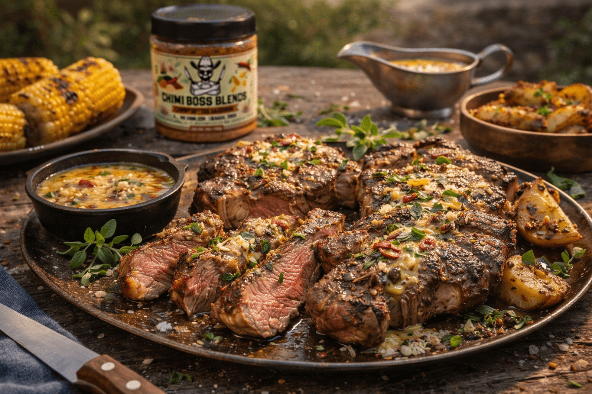 Grilled Ribeye with Cowboy Butter & Herbs - Chimi Boss Blends 