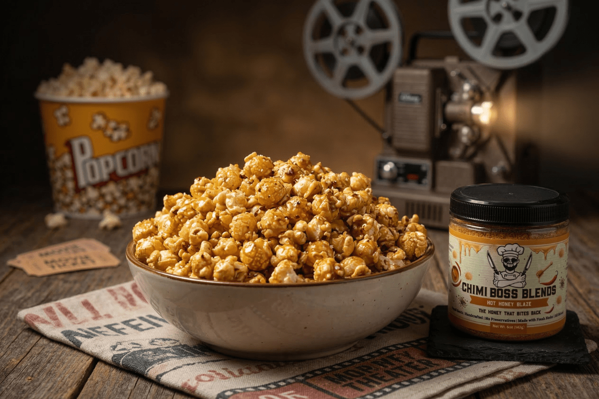 Hot Honey Popcorn (Sweet Heat Movie Night Snack) - Chimi Boss Blends 