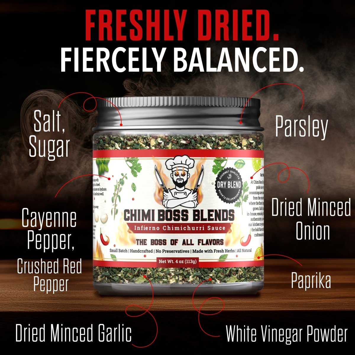 Infierno Chimichurri Dry Blend 4oz - Chimi Boss Blends