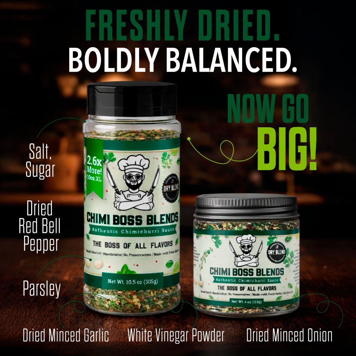 Original Chimichurri Dry Blend – Herb Rub 10.5 oz - Chimi Boss Blends