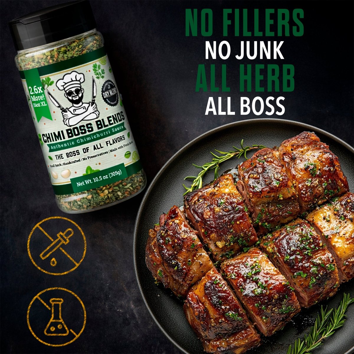 Original Chimichurri Dry Blend – Herb Rub 10.5 oz - Chimi Boss Blends
