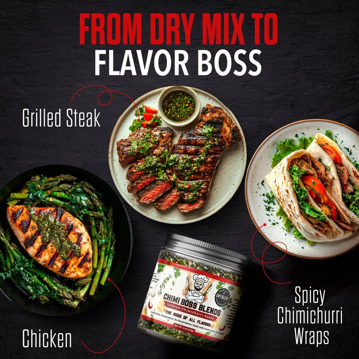 Infierno Chimichurri Dry Blend 4oz - Chimi Boss Blends