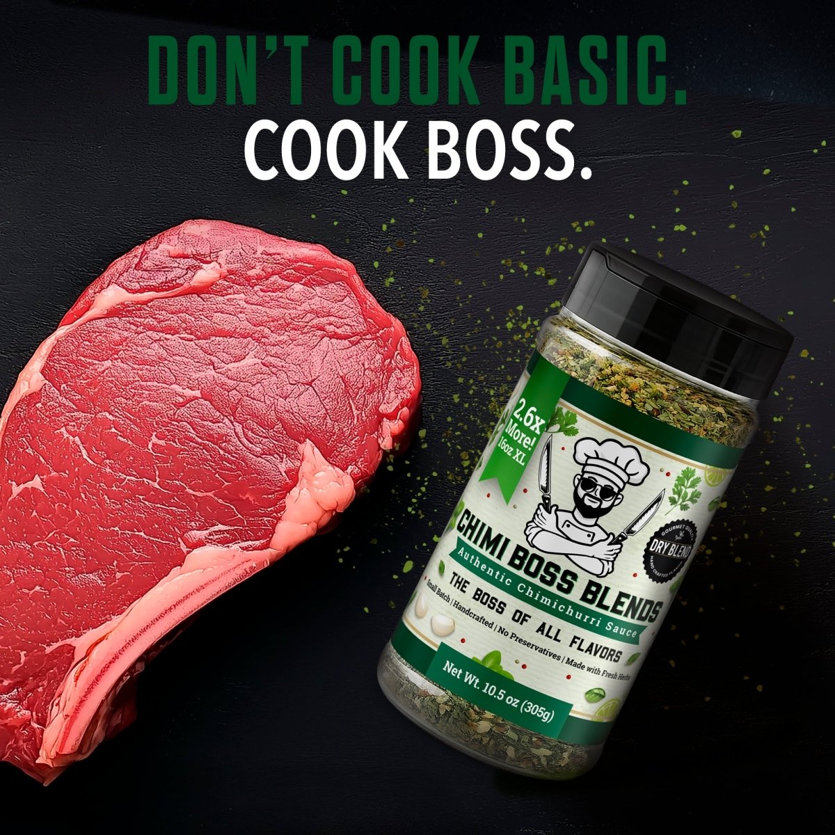 Original Chimichurri Dry Blend – Herb Rub 10.5 oz - Chimi Boss Blends